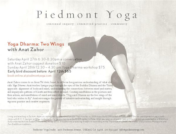 Piedmont Yoga workshop with Anat Zahor