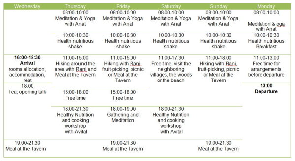 pelion retreat schedule